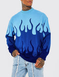 2026 Manufacturers Custom Men's Oversize Flame Printed Knit Sweater Mens Streetwear Pullover Print Fire Sweaters
