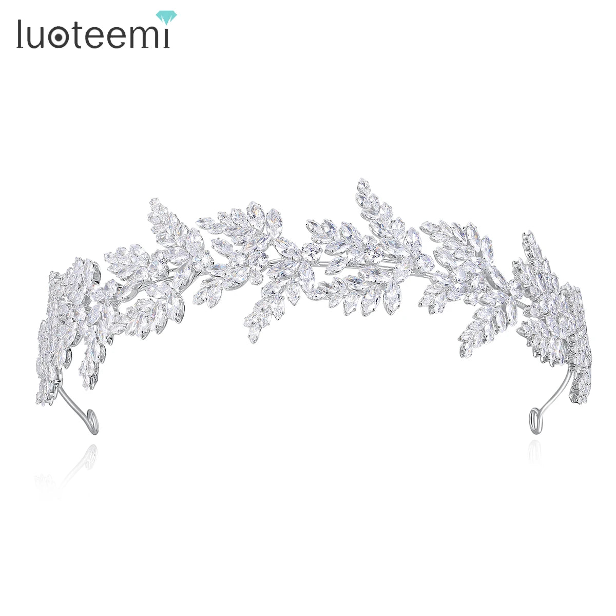 LUOTEEMI Designer Hairband Korean Style Flower Woman Leaf Design Luxury Bridal Party Hair Fashion Jewelry