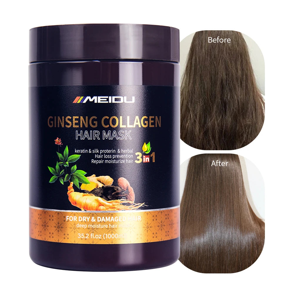 Private Label Meidu 1000ml Hair Care Keratin Collagen Ginseng Treatments Hair Mask