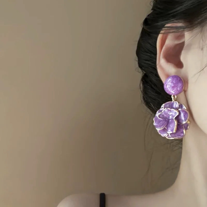 Colorful Flower Earrings Retro Personality Trendy Earrings Wholesale N206097