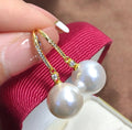 E1743  11-12mm DIY Natural Freshwater Pearl Charm Earrings Mounting Accessory 925 Sterling Silver Gold Plated  Jewelry for Women