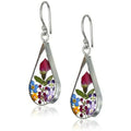 Women's New Transparent Rose Drop Earrings Dried Flower Resin in Water Drop Shape Fashionable Accessory