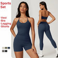 CNSHELL Custom Logo Tight Halter Bra Top Shorts Flared Leggings Yoga Fitting Fitness Running Gym 2 PCS Set