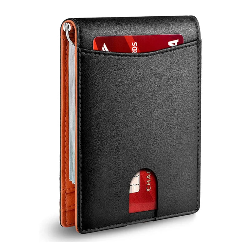 Microfiber Slim Bifold Money Clip Wallet with RFID Minimalist Front Pocket Credit Card Holder