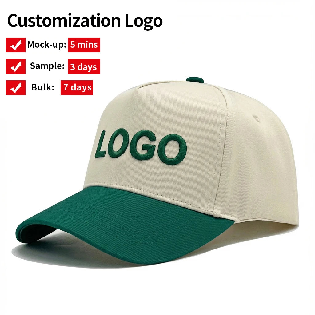 Ijoe Two Tone Organic 3D Embroidery Logo Custom 5 Panel Blank Frame Baseball Cap Common Unisex Four Seasons