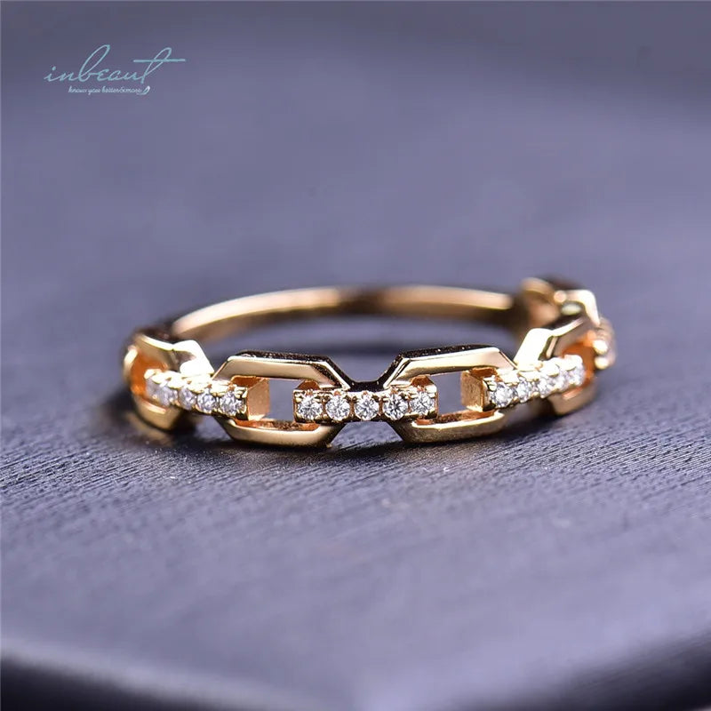 Rose Gold Plated Original Total 0.5 Carat Brilliant Cut Pass Diamond Test D Color Moissanite Lock Ring for Wedding Fine Jewelry