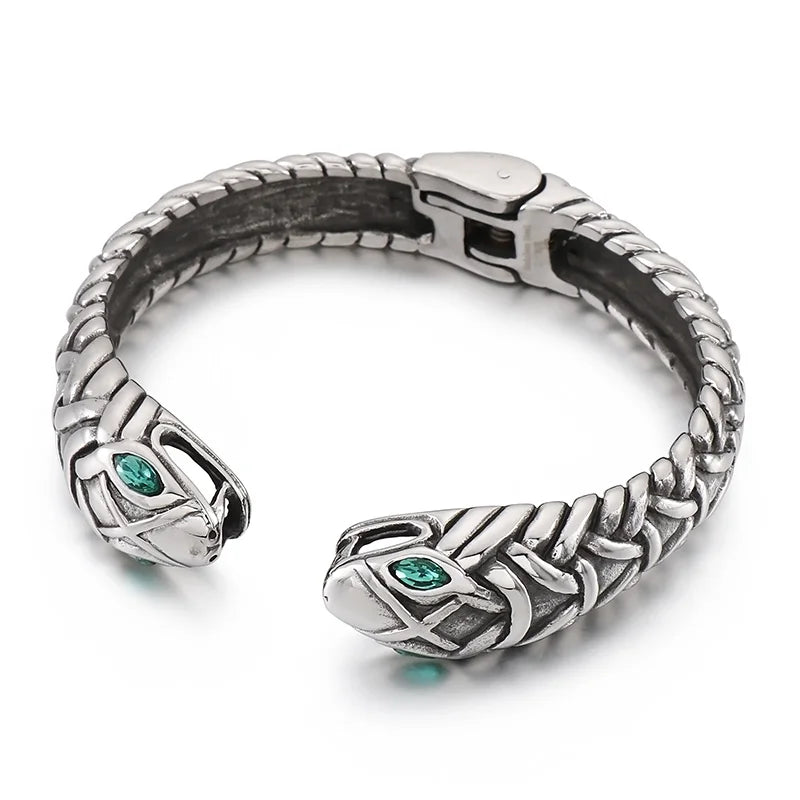 KALEN Stainless Steel Cuff Bracelet Fashion Mens Snake Charm Cuff Bracelets Bangle