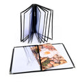 JINDA Factory Price PU Leather & PVC Transparent A4 Silver Corner Menu Folder for Restaurants & Coffee Shops