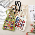 Bohemian Crochet Women Shoulder Bags Granny Square Tote Bag Knitted Handbags Handmade Woven Summer Beach Bag