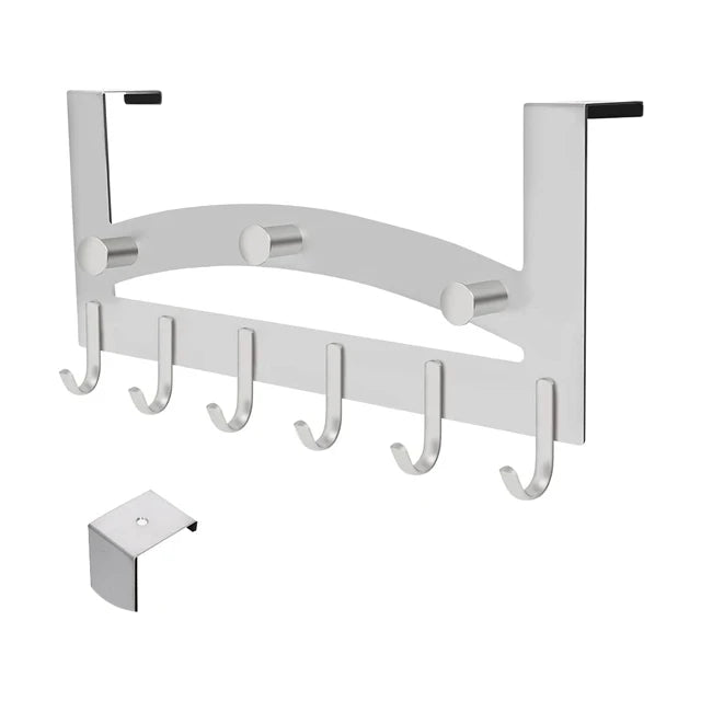 Door Hook Rack for Bedroom Clothes Towel Hat Bag Key 9 Hooks Stainless Steel Door Hook