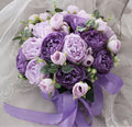 Ychon Artificial Flowers Purple Bouquet for Wedding Bridal Bouquet Home Table Centerpiece Summer Floral Decoration
