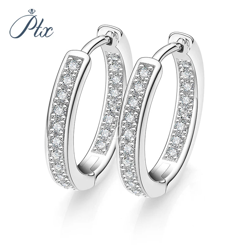 Fashion Style Ready to Ship Wholesale GRA Round Shape 925 Sterling Silver VVS Hoop Moissanite Earrings