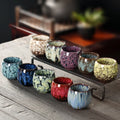 110ML Wholesale Japanese Style Pottery Coffee Cups Arabic Ceramic Kung Fu Tea Cup Coffee Mug Glazed Egg Shape Clay Tea Cup Set