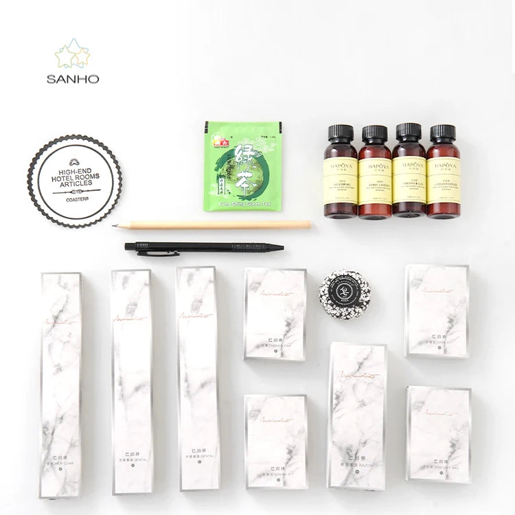 Cotton Disposable High-end Hotel Bathroom Amenities Set with Custom Logo and Slippers for Hotels and Resorts