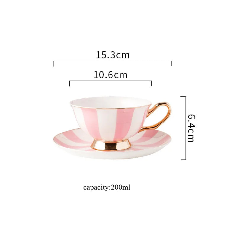 200ml Nordic Pink Ceramic Coffee Cup and Saucer Set British Afternoon Tea Cup and Saucer Set