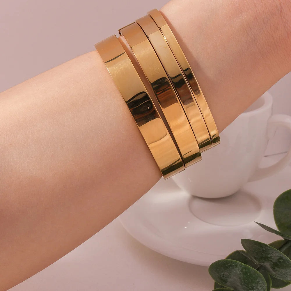 X119 Wholesale Luxury Stainless Steel Designer Cuff Bracelets 18K Gold Plated Durable Shiny Accessory Non Tarnish Couple Gift