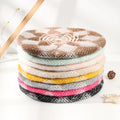 Latest Hot Sale Rabbit Fur Jacquard Knitted Beret Hat Winter Boina Caps Women Wool Beret for Women