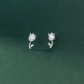 New Design S925 Sterling Silver Cubic Zirconia Tulip Flower Stud Earrings Silver Jewelry for Women M01563