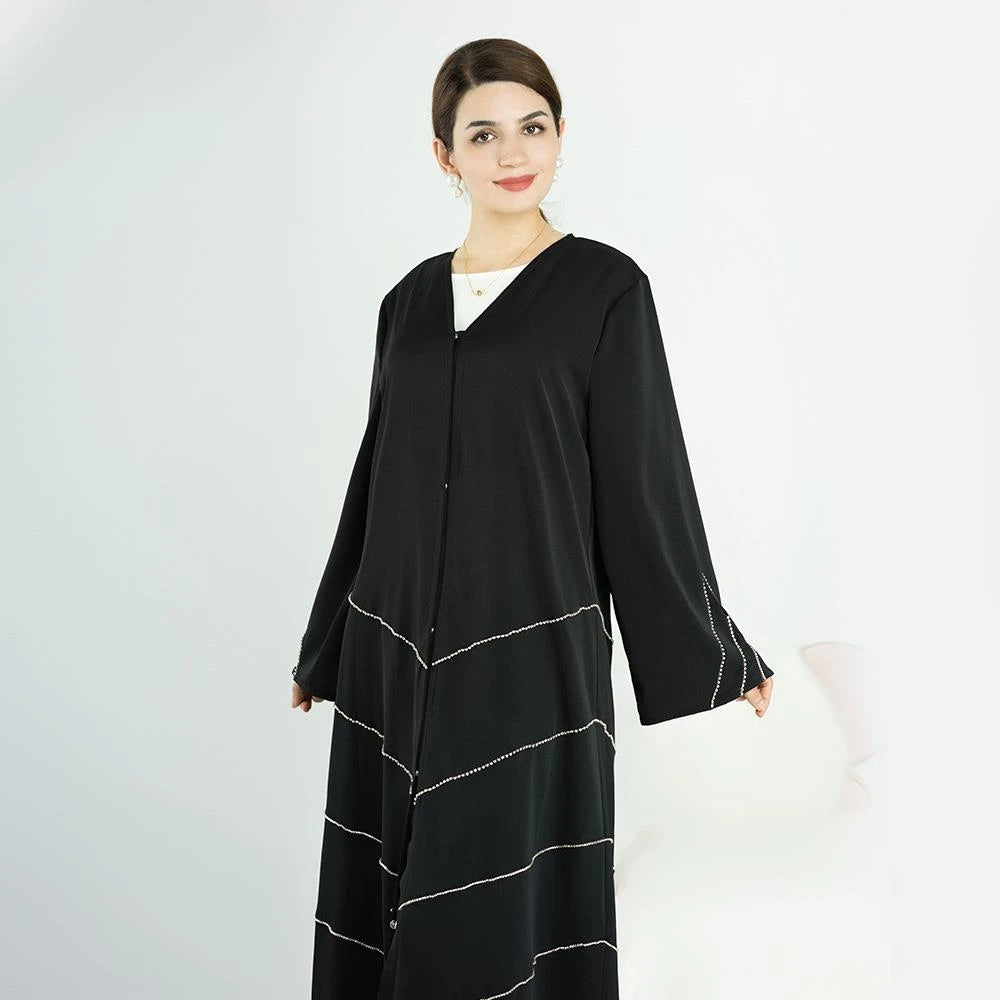 Wholesale Dubai Solid Colorfront Open Kimono Arabic Style Dubai Muslim Abaya
