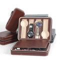 Custom Logo Luxury Portable Black Leather Display Watch Storage Box Elegant Travel Cases for 2 4 8 Watches Tools Gift Box