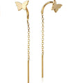 Fashion Modern Gold Sterling Silver Butterfly Tassel Earrings Long Threader Earrings