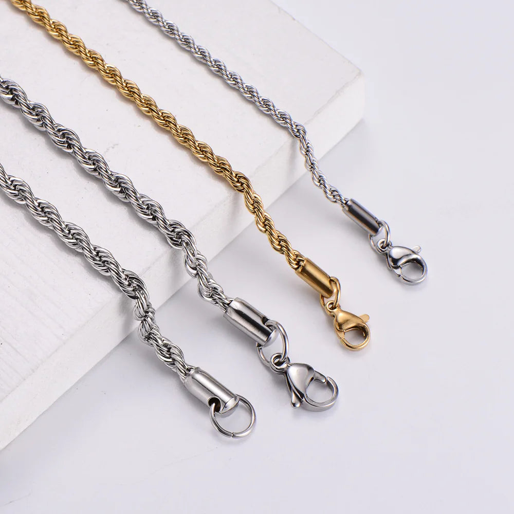 Wholesale 18K Gold Plated Cadenas Acero Inoxidable Geometric Shape Stainless Steel Necklace Rope Chain