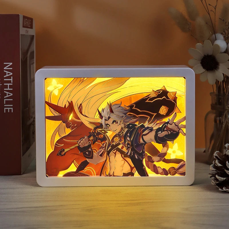 New Products Anime Cartoon Character Laser Cut Shadow Box Paper Cut Light Box Novelty Gifts Anime Light Box for Desktop Decor