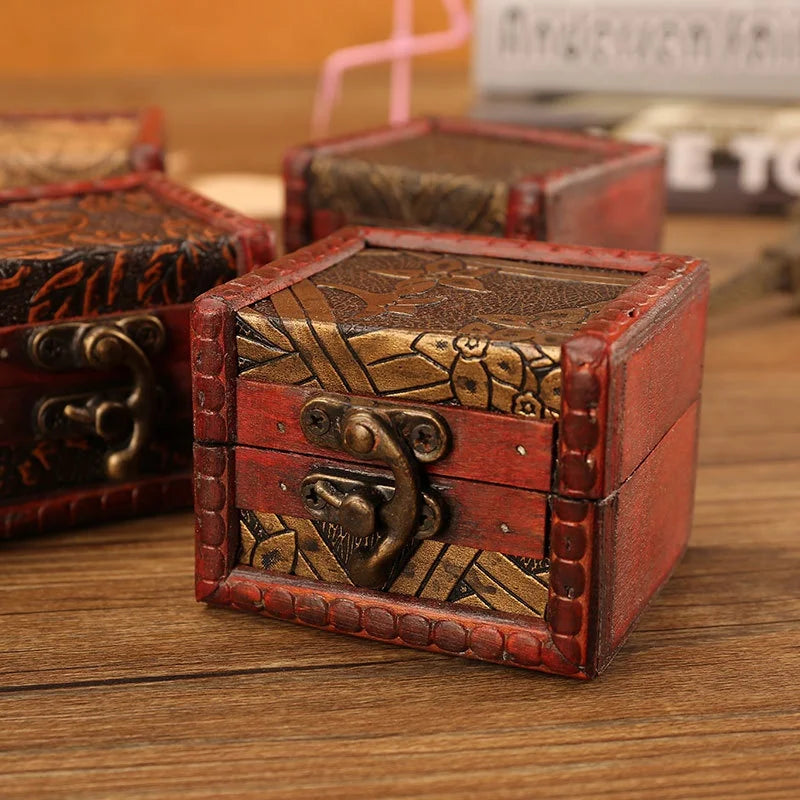 Custom Antique Wooden Jewelry Gift Storage Box Small and Eco-Friendly with Hinged Lid Keepsake Ornament