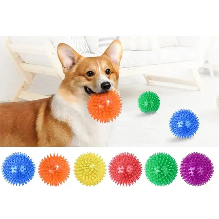 Best Seller TPR Squeaky Spike Ball Dog Toy-Highly Reliable & Long Lasting Indoor Use