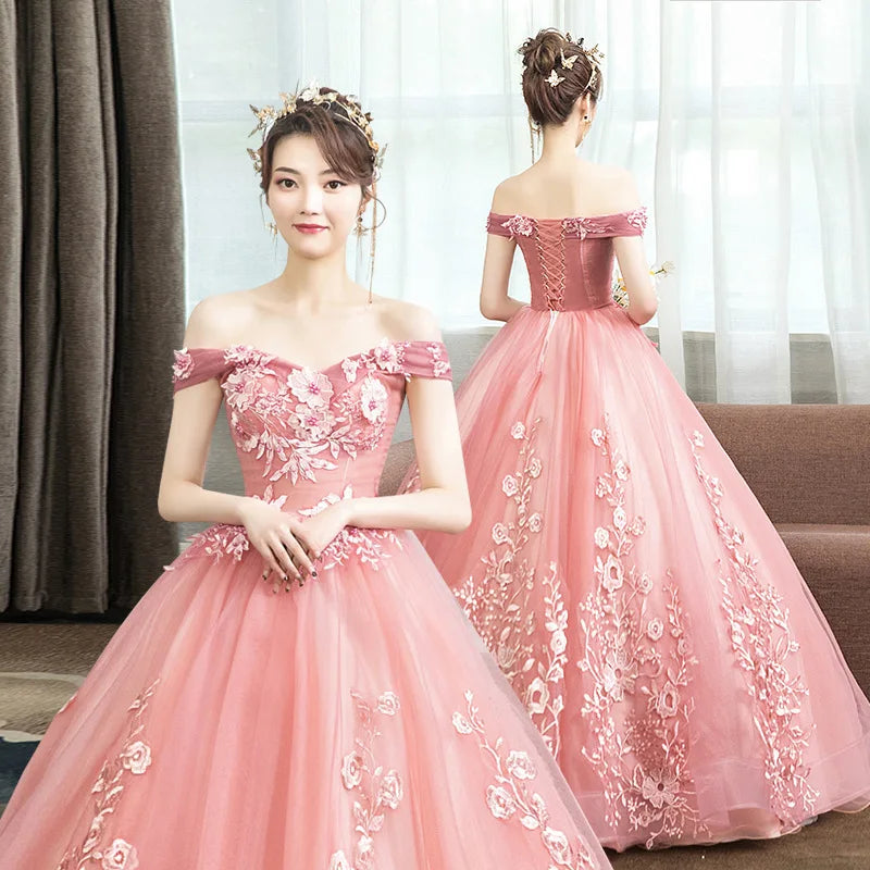 Wholesale Color Yarn Students Art Pompadour Skirt 2024 New Stage Annual Meeting Host Evening Gown Long Performance Dress Women