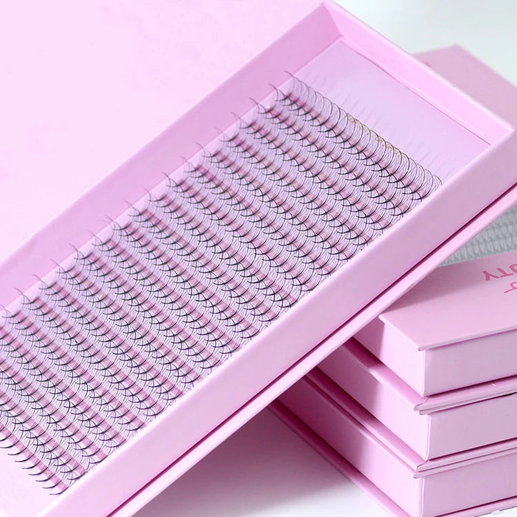 Private Label Wispy Premade Fans Tray 0.05 0.07mm Premade Fan Eyelash Extensions