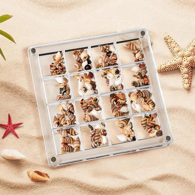 16-Grid Acrylic Display Box Clear Shadow Mini Trinket Shelf Organizer for Seashell Rock Thimble Collection PMMA Material