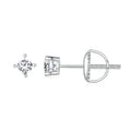 925 Sterling Silver Moissanite Four Claw Stud Earrings - Twisted Ear Bone Round Ball Design Minimalist Wedding Jewelry Gift