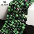JD GEMS 4/6/8/10/12mm Natural Red/Green Epidote Zoisite Stone Beads Smooth Round Loose Beads for Jewelry Making