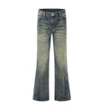 Vibe Fashion Punk Denim Stone Wash Men's Flare Jeans Designer Hippie Casual to Do Old Loose Broad Foot Jeans Pants for Men