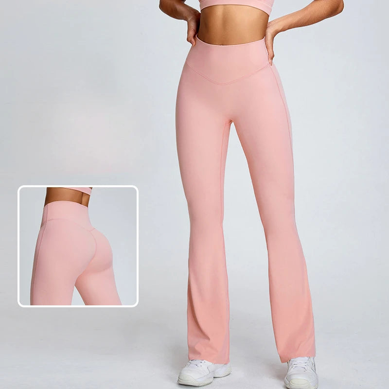 Womens Flare Leggings With Tummy Control High Waist Wide Leg Yoga Pants
