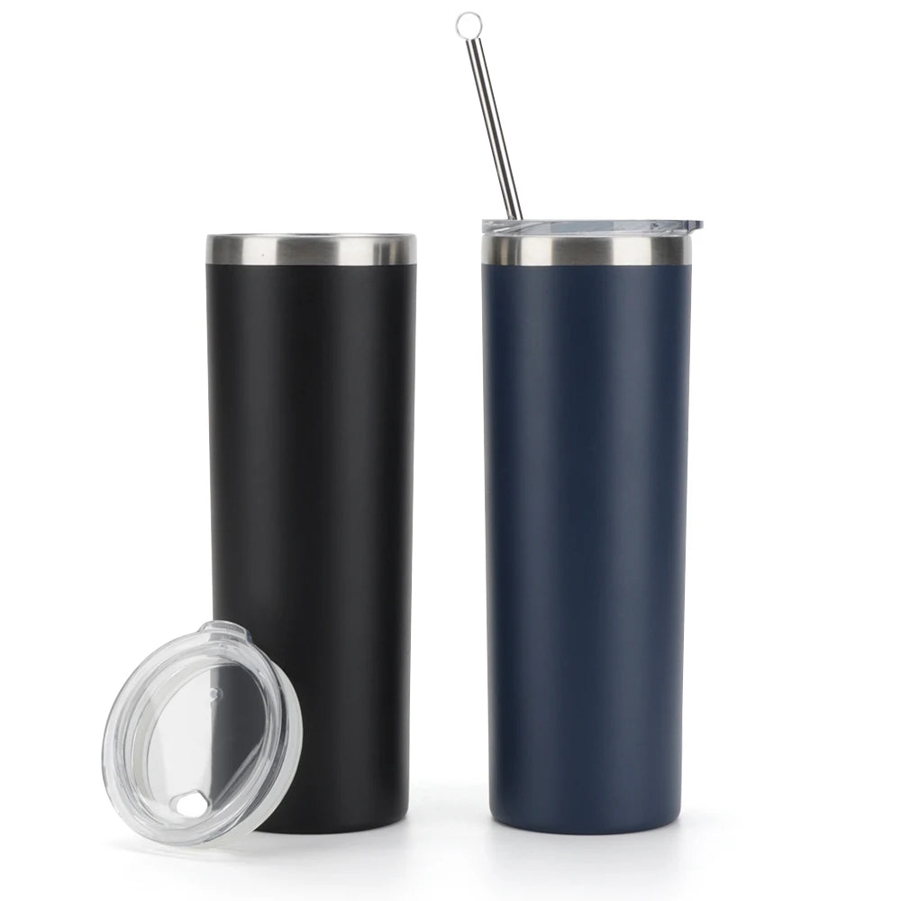20oz Straight Cup Coffee Tumbler Double Wall Vacuum Insulated Water Bottle with Unique Design Logo Portable for Back to School