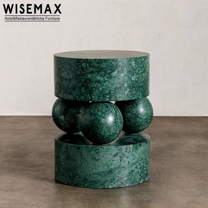 WISEMAX FURNITURE High End Design Round Living Room Furniture Black Small Round Marble Side Table for Hotel Home Room