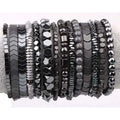Jingcan crystal multi shapes hematite beads bracelets jewelry black men stretch bracelet hematite