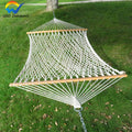GodsWord Rope Hammock Outdoor Double Person Cotton Rope Hammock With Spreader Bar Patio Portable Cotton Swing Chair Hammock Bed