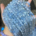8-10mm Natural Oval Irregular Shape Aquamarine Beads Healing Stone Beads for Jewelry Making