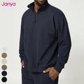 New Workout Clothing Stand up Collar Sweatshirts Casual Long Sleeve Fitness Tops Half Zip Sports Pullover Sweatshirt for Men