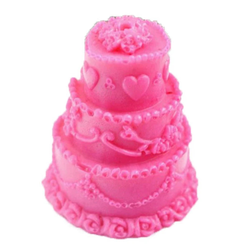 B-3146 Making Soap Candle DIY Cake Tools 3 Layer Cake Shaped Silicone Mould