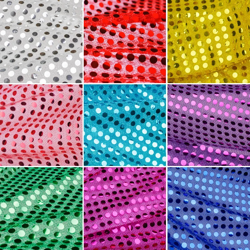 China Suppliers Sparkling Multi-Color Shiny Glitter Sequin Material Fabric Wedding Decoration Fabric 100% Polyester