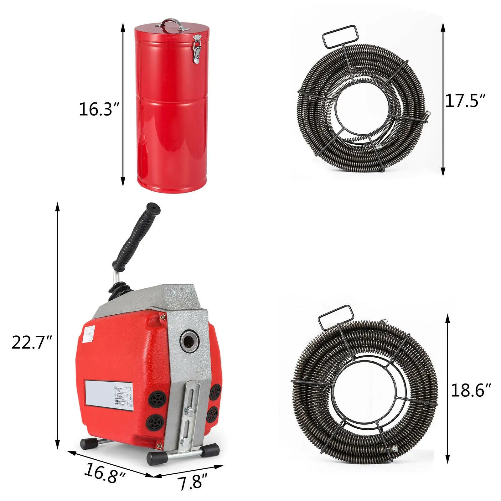 Factory Commercial Drain Cleaner 690W Sectional Drain Cleaning Machine With 16&22mm Cables Drain Cleaner