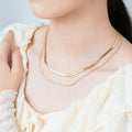 Wholesale Fashion Stainless Steel Double-layer Snake Bone Chain Necklace 18K Gold-plated Retro Style Women's Necklace Jewelry