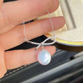 European Plain Chain Style New French Silver Bow Necklace Natural Baroque Button Freshwater Pearl Premium Pearl Necklaces