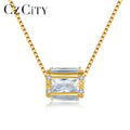 CZCITY Woman Gold Plated Luxury Lady Jewelry Korean Initial Chain Cubic Zirconia Necklace 925 Sterling Silver
