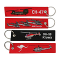 Twill Material Custom Helicopter Merrow Border PMS Embroidered Keychain