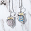 New Arrival Latest Design Pendants With Tongue Shape Dollar Sign Iced Out Money Lips Pendants Hip Hop MegaBDM